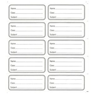 Name/Class/Subject Copybook Labels (Sheet of 10 Labels)