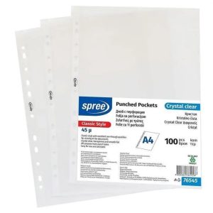 A4 Punched Pockets 45 microns (Pack of 100)