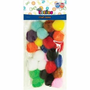 Pom Poms 25mm Assorted Colours 25pcs - Littlies