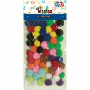 Pom Poms 15mm Assorted Colours 60pcs - Littlies